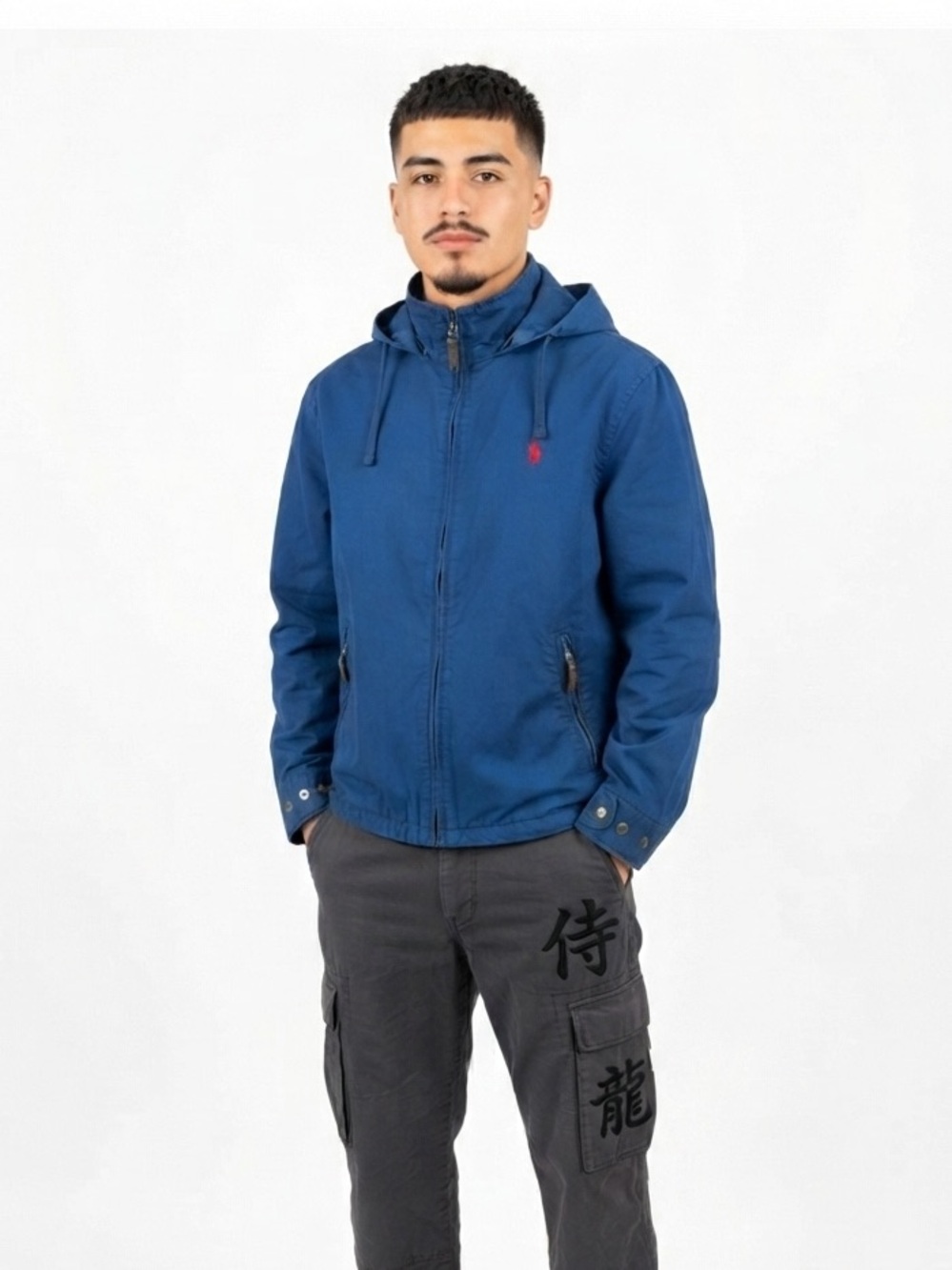 Vintage Polo Ralph Lauren Blue Hooded Windbreaker Jacket S/P